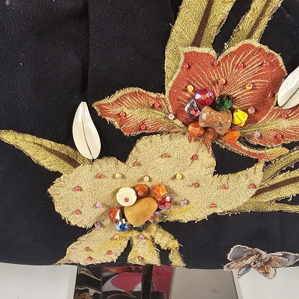 Embroidered Drawstring Bag with Beaded Strap - Picture 5 of 15